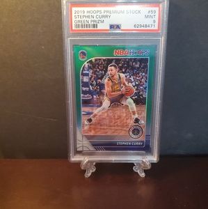 2019 HOOPS PREMIUM STOCK STEPHEN CURRY GREEN PRIZM PSA 9 MINT